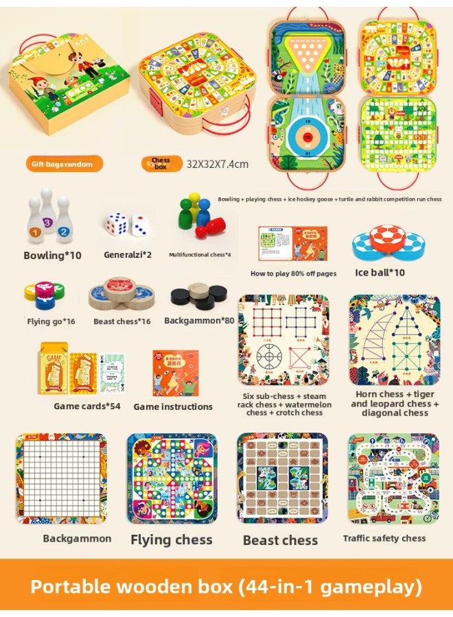 Wooden Flying Chess Multifunctional Chessboard Set All-In-One Chess Toy Backgammon Game Birthday Gift Free Shipping